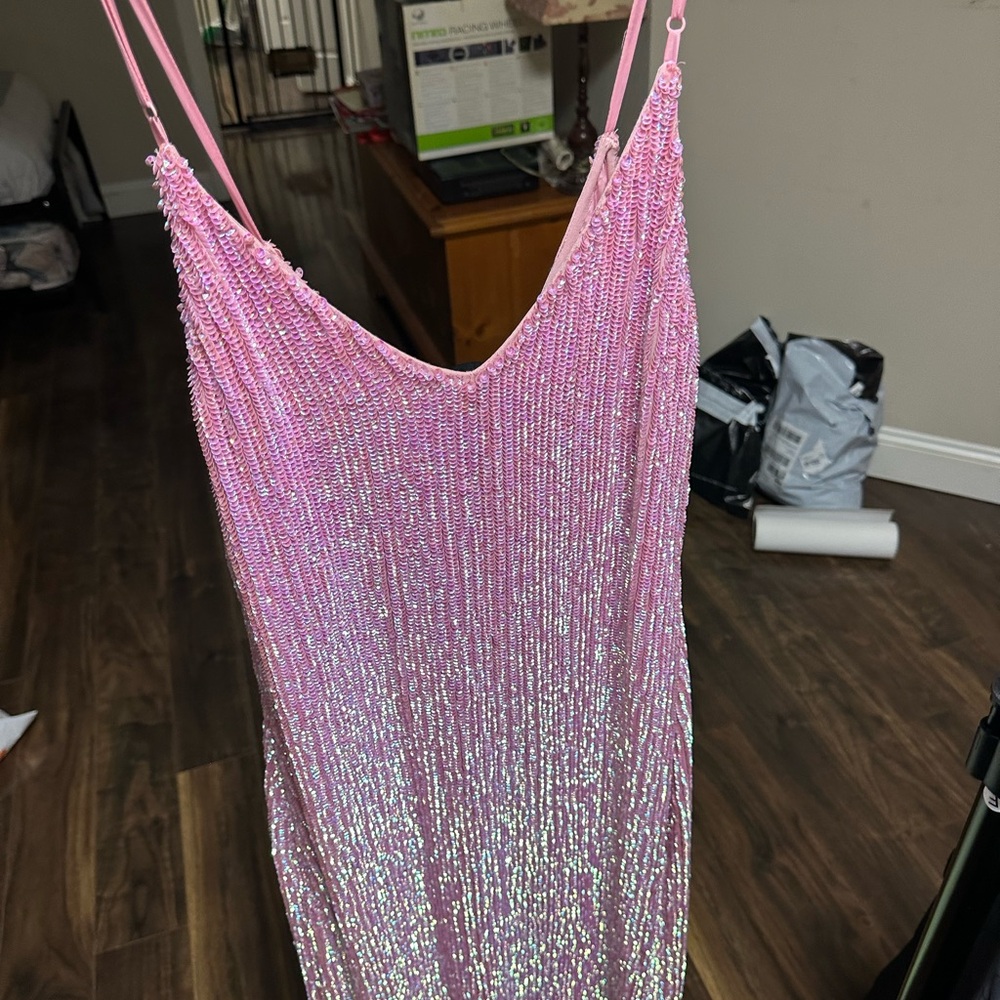 Retrofete Shimmering Pink Midi Dress